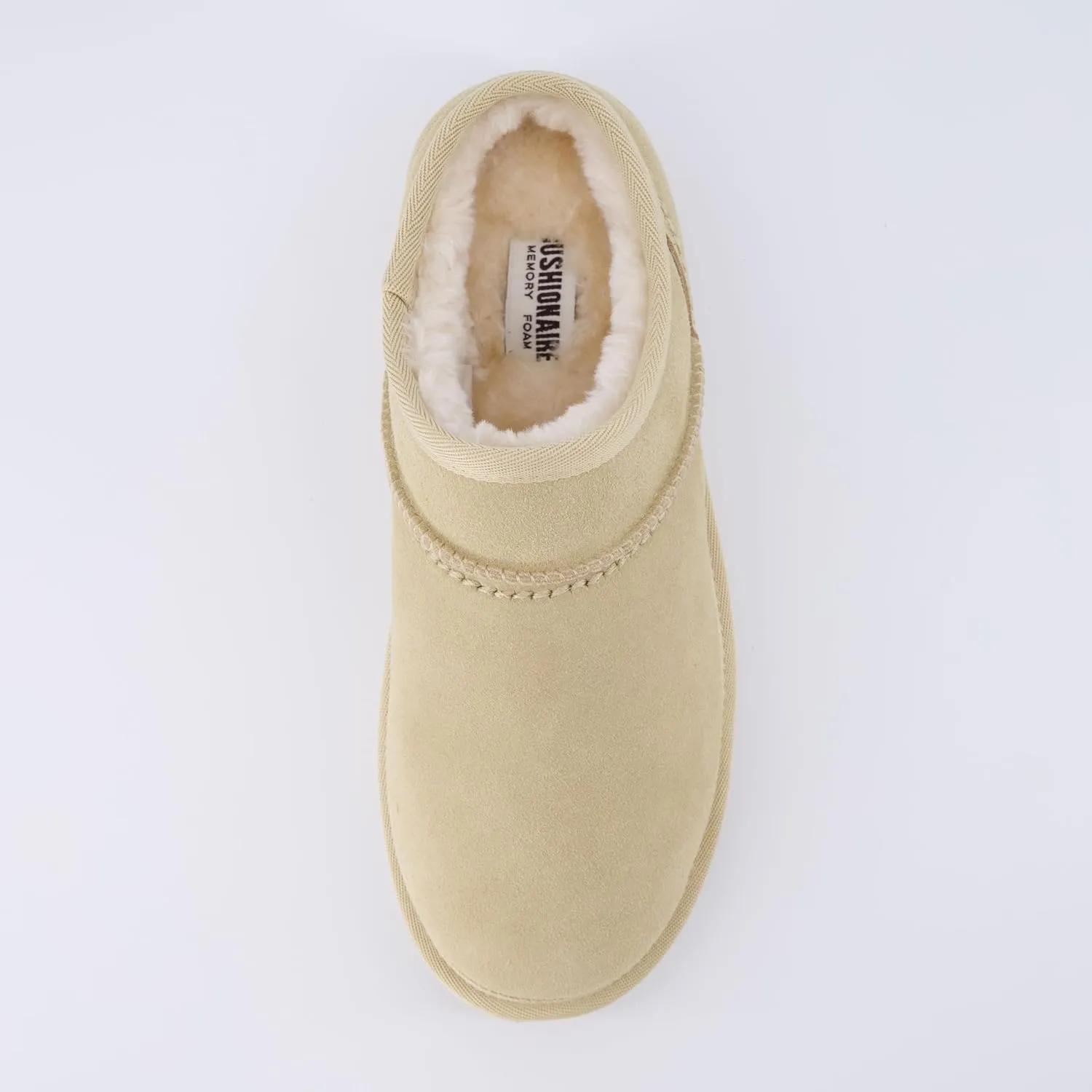 CUSHIONAIRE Women's Hilo 2 Premium Suede Slip-On House Slippers – Clog Slippers for Women, Memory Foam, Faux Shearling, Wide Widths Available