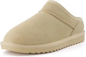 CUSHIONAIRE Women's Hilo 2 Premium Suede Slip-On House Slippers – Clog Slippers for Women, Memory Foam, Faux Shearling, Wide Widths Available
