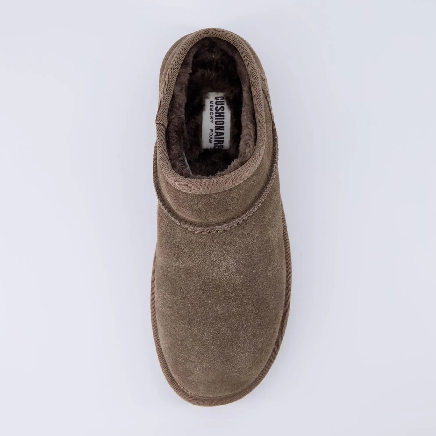 CUSHIONAIRE Women's Hilo 2 Premium Suede Slip-On House Slippers – Clog Slippers for Women, Memory Foam, Faux Shearling, Wide Widths Available