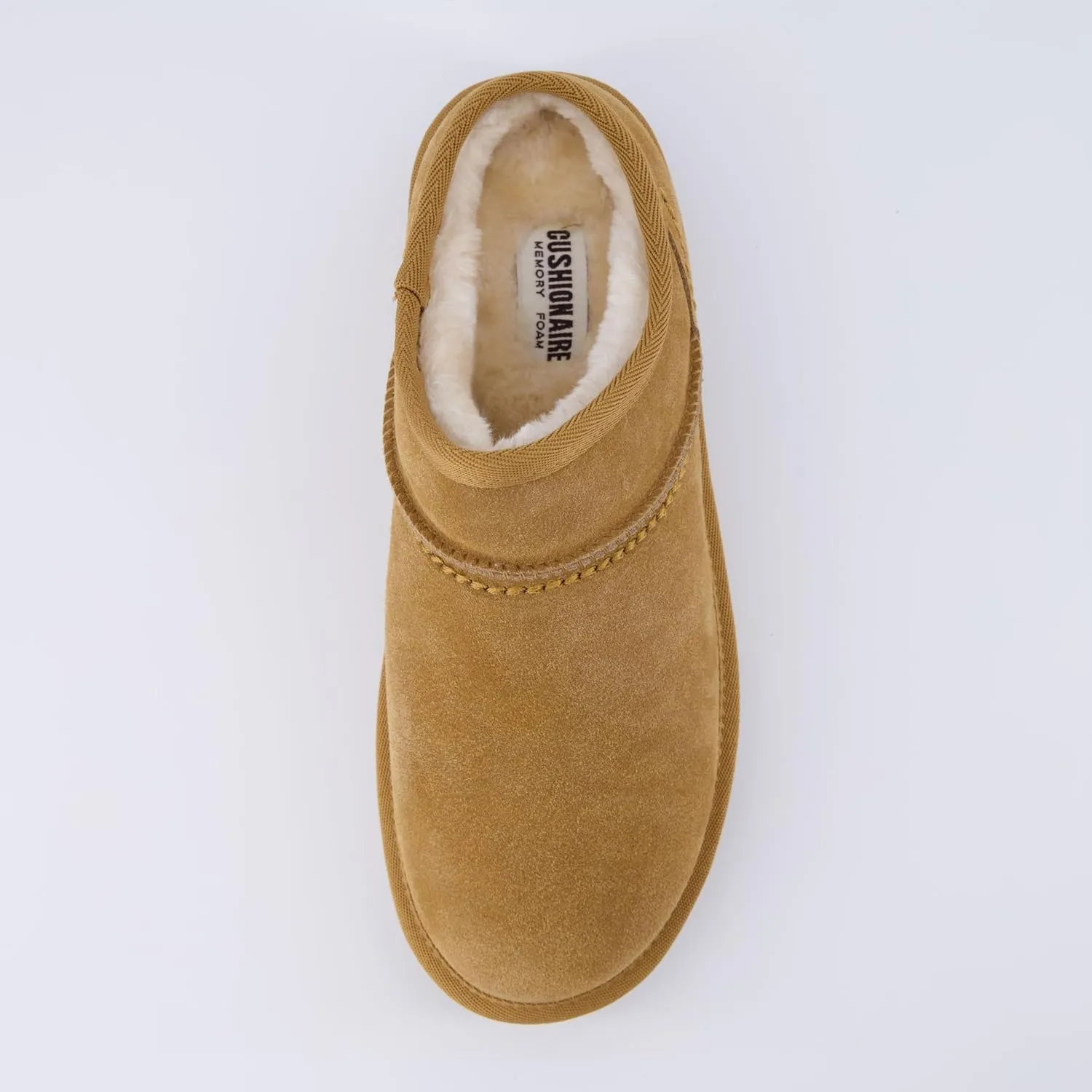CUSHIONAIRE Women's Hilo 2 Premium Suede Slip-On House Slippers – Clog Slippers for Women, Memory Foam, Faux Shearling, Wide Widths Available