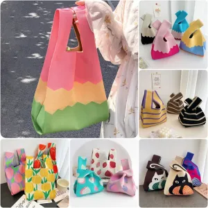 🌟Cute & Colorful Mini Knit Bag 🎀 - Adorable Tote for Fun Adventures! 👜✨