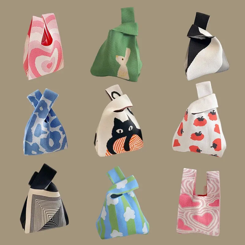 🌟Cute & Colorful Mini Knit Bag 🎀 - Adorable Tote for Fun Adventures! 👜✨