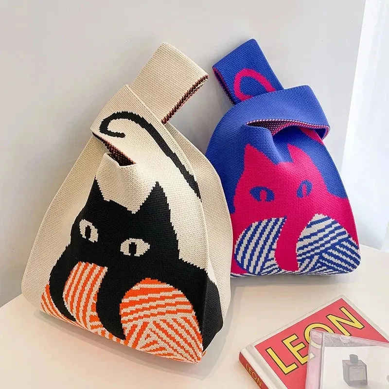 🌟Cute & Colorful Mini Knit Bag 🎀 - Adorable Tote for Fun Adventures! 👜✨