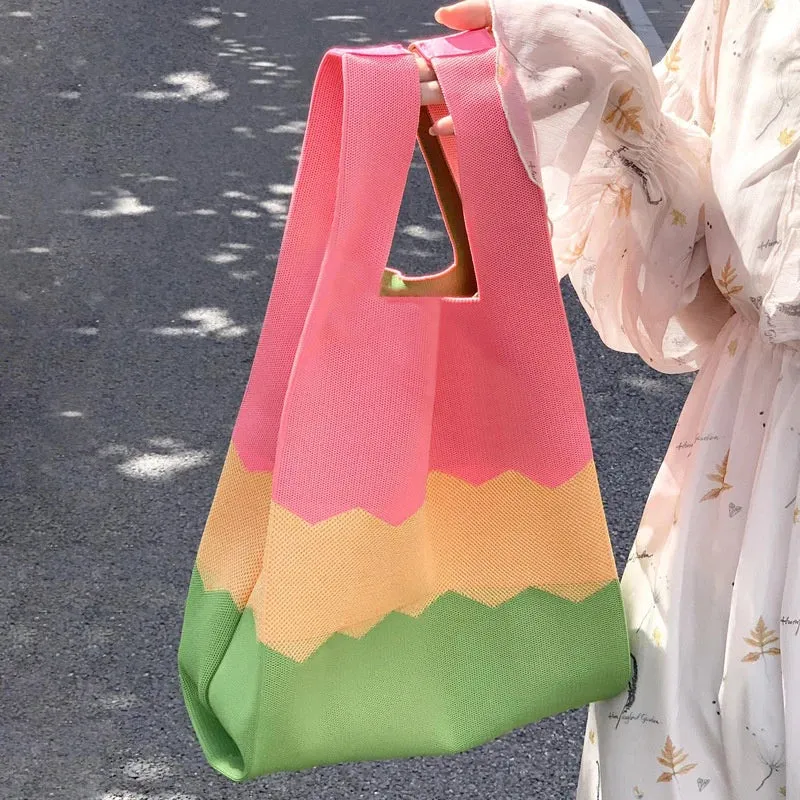 🌟Cute & Colorful Mini Knit Bag 🎀 - Adorable Tote for Fun Adventures! 👜✨