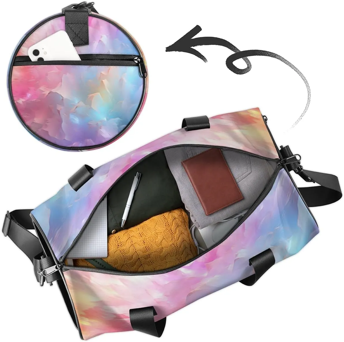 Cute Dance Bag Sport Duffel Gymnastics Sport Bags Custom Ballet Bag Overnight Weekender Bag Waterproof Pattern, Geometric Colorful Print