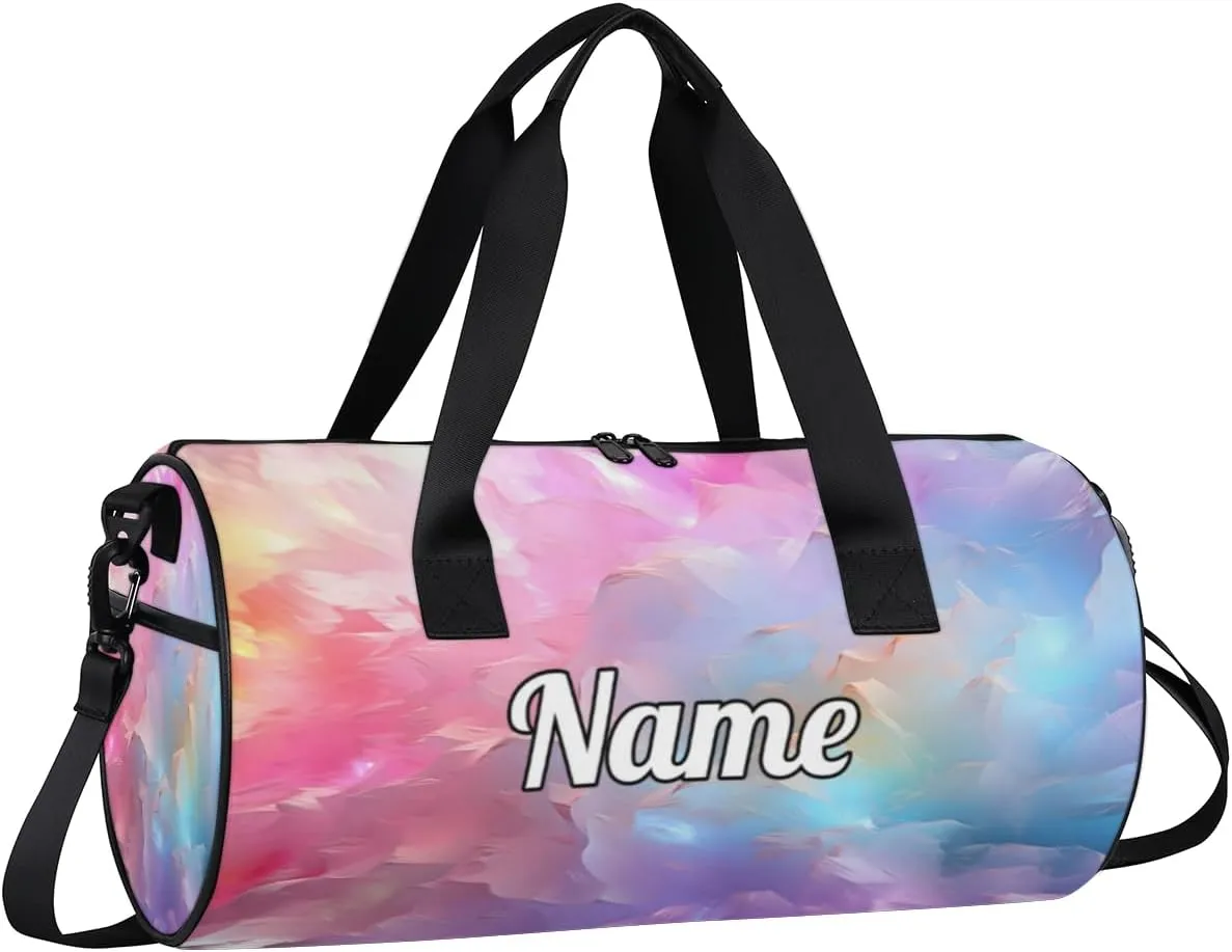 Cute Dance Bag Sport Duffel Gymnastics Sport Bags Custom Ballet Bag Overnight Weekender Bag Waterproof Pattern, Geometric Colorful Print
