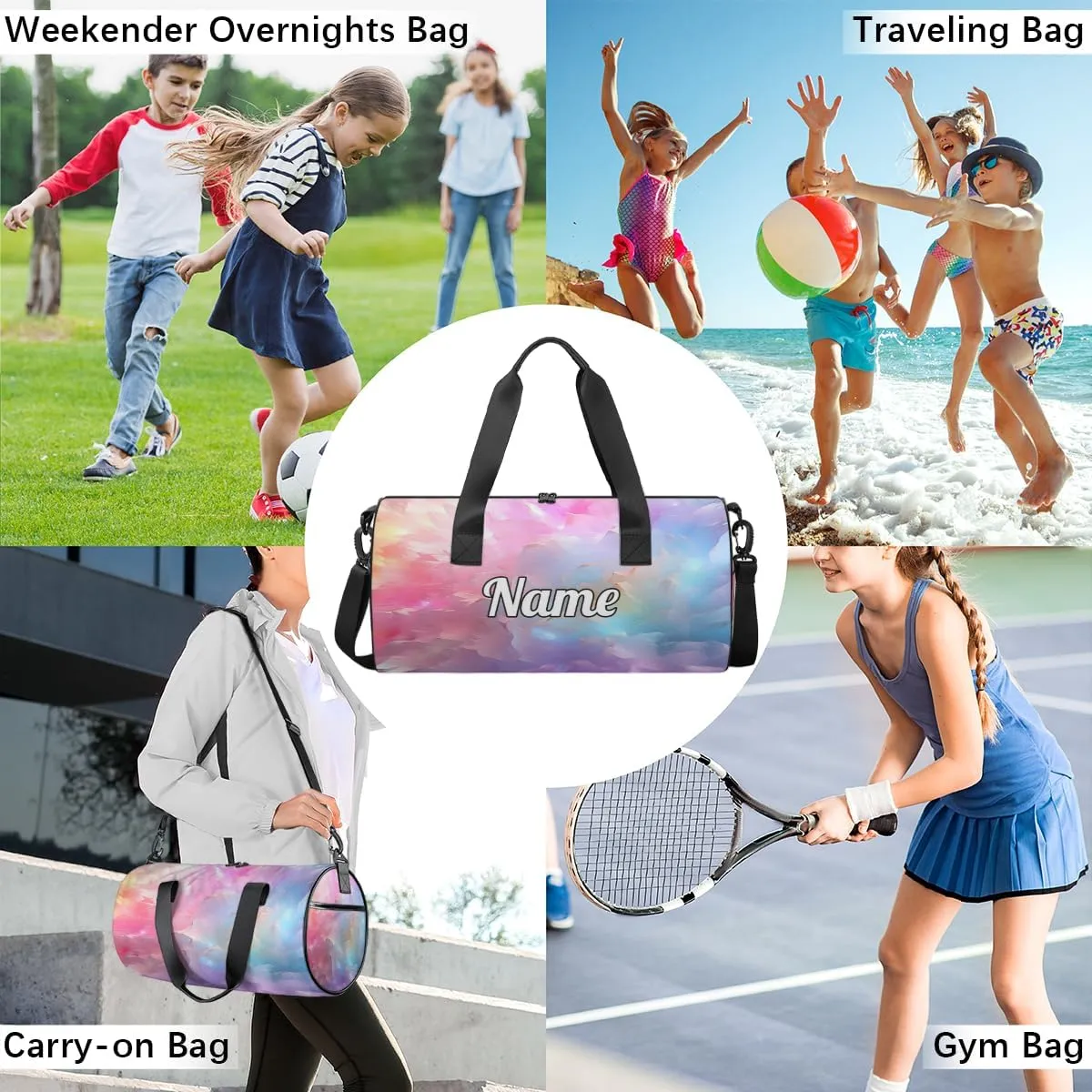 Cute Dance Bag Sport Duffel Gymnastics Sport Bags Custom Ballet Bag Overnight Weekender Bag Waterproof Pattern, Geometric Colorful Print