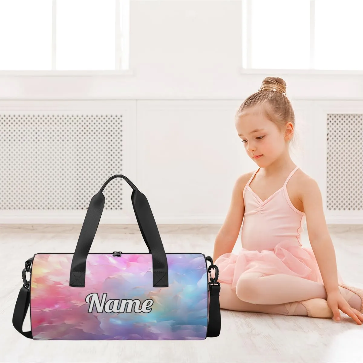 Cute Dance Bag Sport Duffel Gymnastics Sport Bags Custom Ballet Bag Overnight Weekender Bag Waterproof Pattern, Geometric Colorful Print