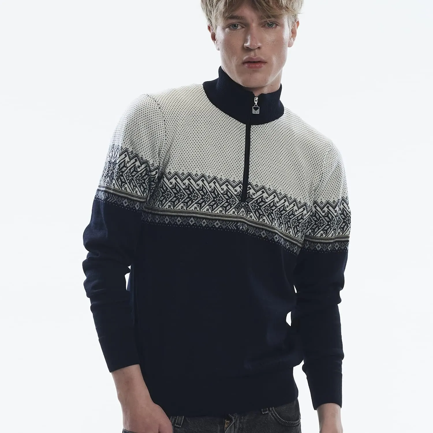 Dale of Norway Hovden Men’s Sweater - 100% Merino Wool Knit Sweater - Men’s Pullover - Ski Sweater - Quarter Zip Pullover Men