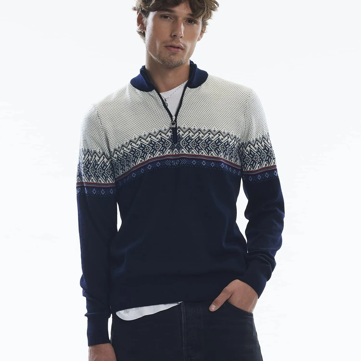 Dale of Norway Hovden Men’s Sweater - 100% Merino Wool Knit Sweater - Men’s Pullover - Ski Sweater - Quarter Zip Pullover Men