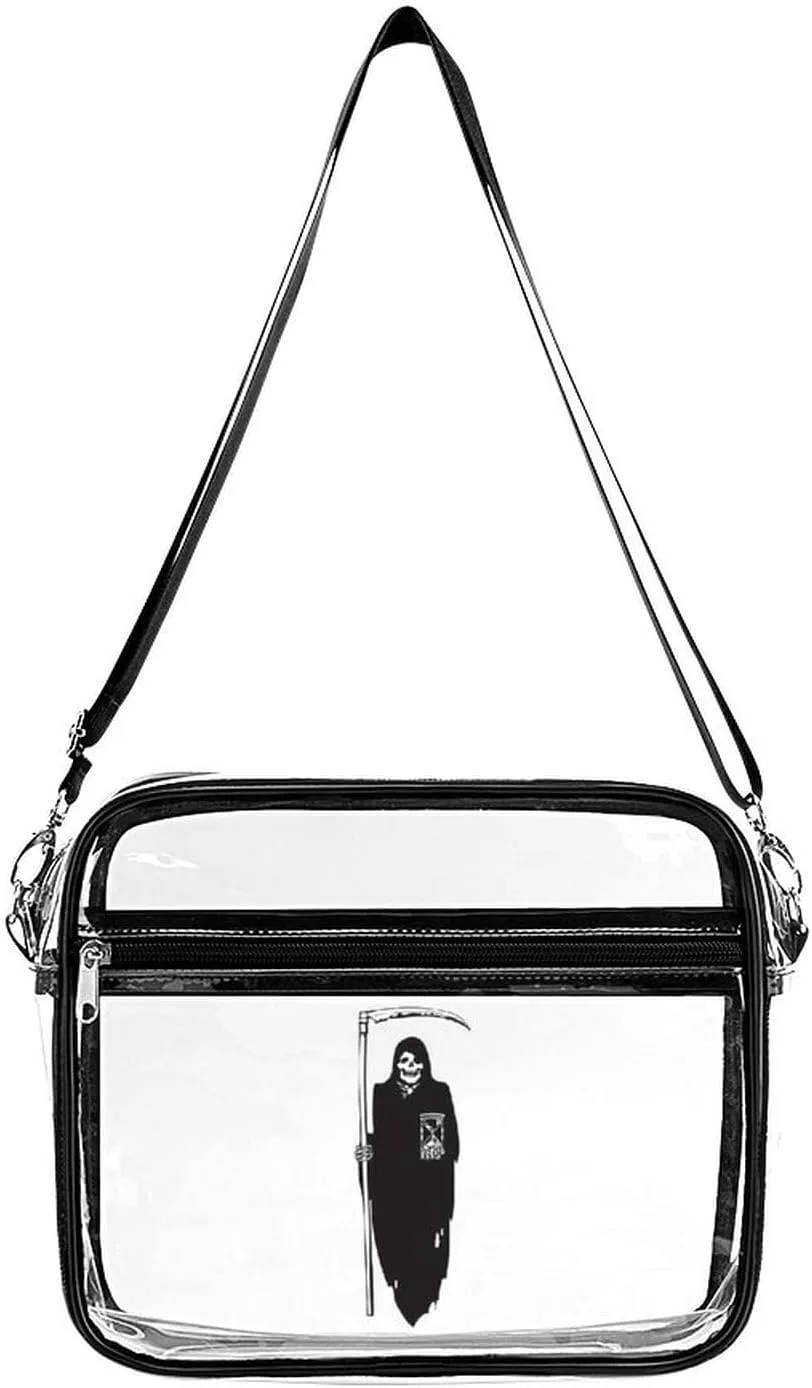 Death Scythe Grim Reaper Large Crossbody Bag Clear Stadium Bag Anti-Theft Side Shoulder Bags Messenger Bag with 2 Compartments