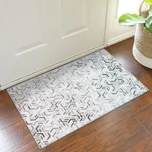 DECOMALL Coronado Washable Area Rug 2x3ft, Faux Cowhide Door Rugs for Entryway Kitchen, Modern Geometric Door Mat