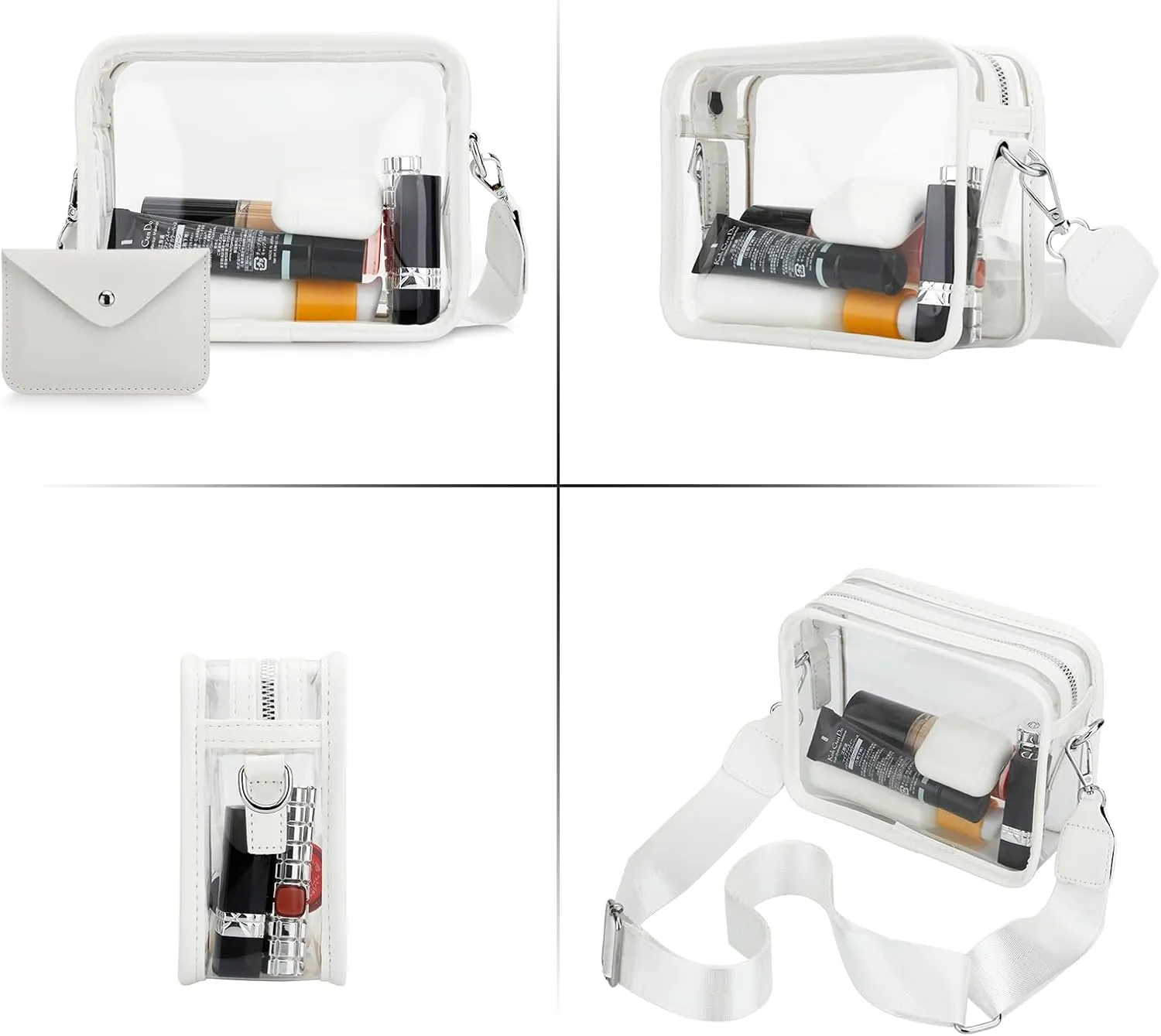 DOB SECHS Clear Crossbody Purse Bag - Clear Messenger Bag for Stadium Concerts & Sporting Events