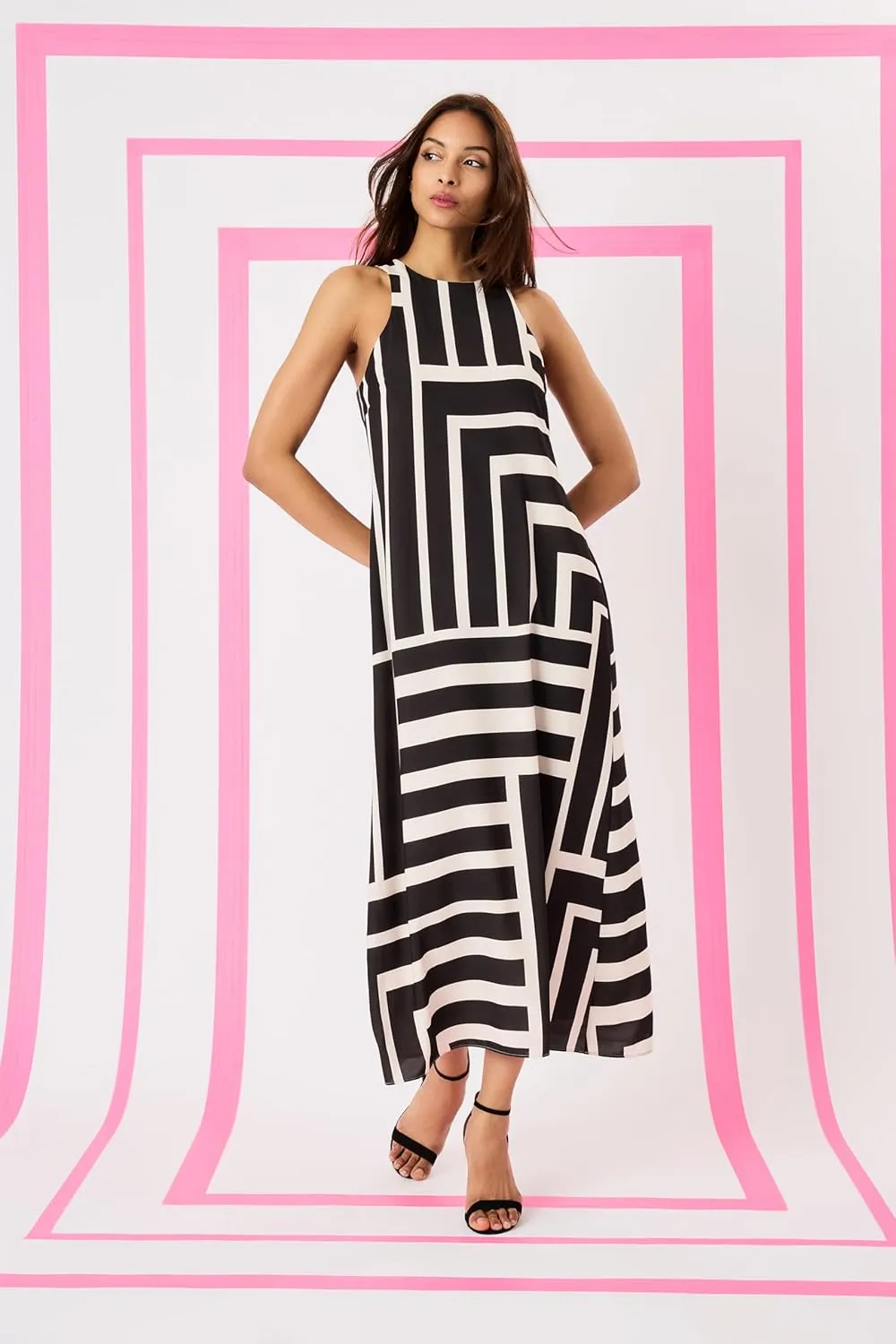 Donna Morgan Women's Sleeveless Halter Cut Maxi Dress Event Occasion Party Date Guest of