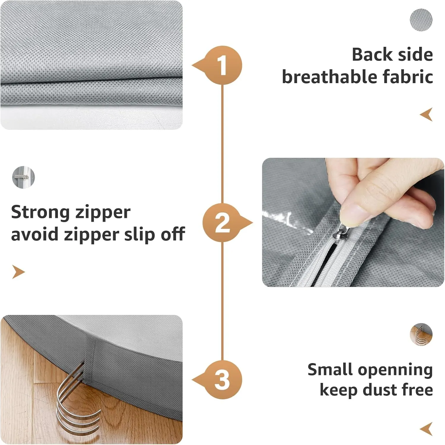 Dress Bags for Gowns Long, 60'' Garment Bags for Hanging Clothes Clear Foldable Long Dress Bag for Closet Storage and Travel, 3 Pack