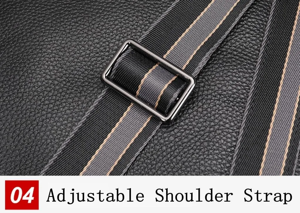 Duffle Bag for Men Genuine Leather Travel Duffel Bag Overnight Weekender Bag for Traveling Movable Strap Black