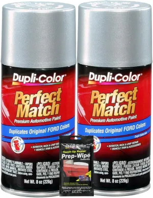 Dupli-Color Silver Charcoal Metallic Exact-Match Automotive Paint for Ford Vehicles - 8 oz, Bundles with Prep Wipe (3 Items)