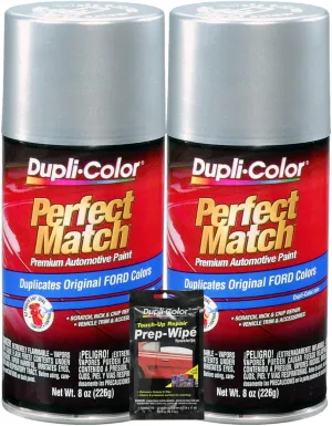 Dupli-Color Silver Metallic Exact-Match Automotive Paint for Ford Vehicles - 8 oz, Bundles with Prep Wipe (3 Items)