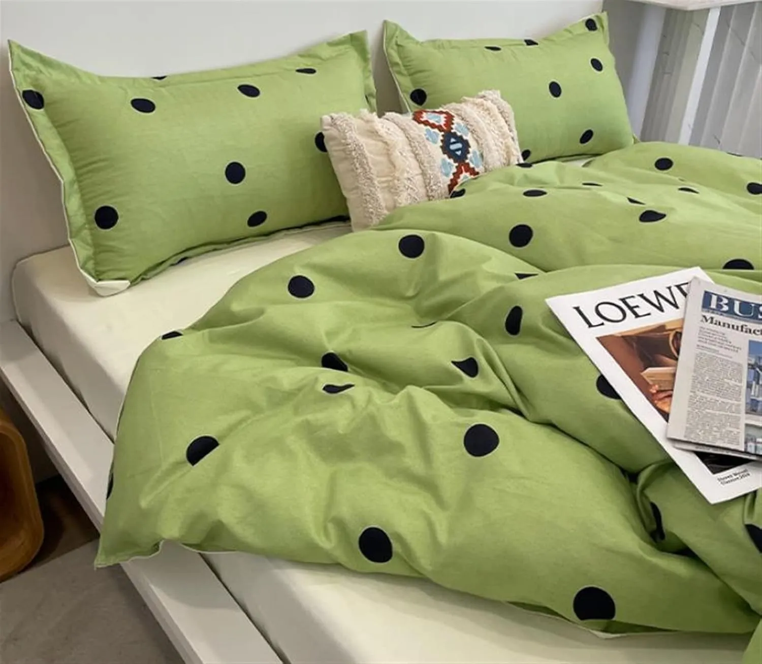 Duvet Cover Set, 4PCS Microfiber Bedding Black Dot Printed Geometric Comforter Cover Set,Washable No Fading for Women and Girls(B,Twin)