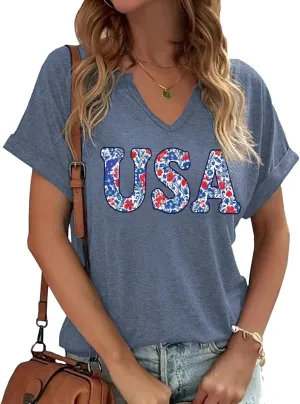 Earlymemb Womens Vintage Flowers V Neck Shirt Boho Floral Wildflowers Graphic Tee Casual Cottagecore Short Sleeve T Shirt