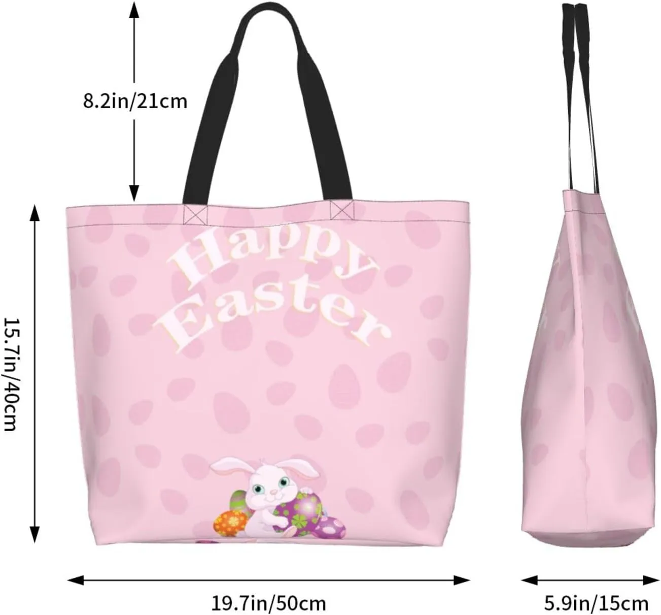 Easter Canvas Tote Bag Happy Easter Shoulder Bag Egg Casual Grocery Bags Easter Bags for Outdoor