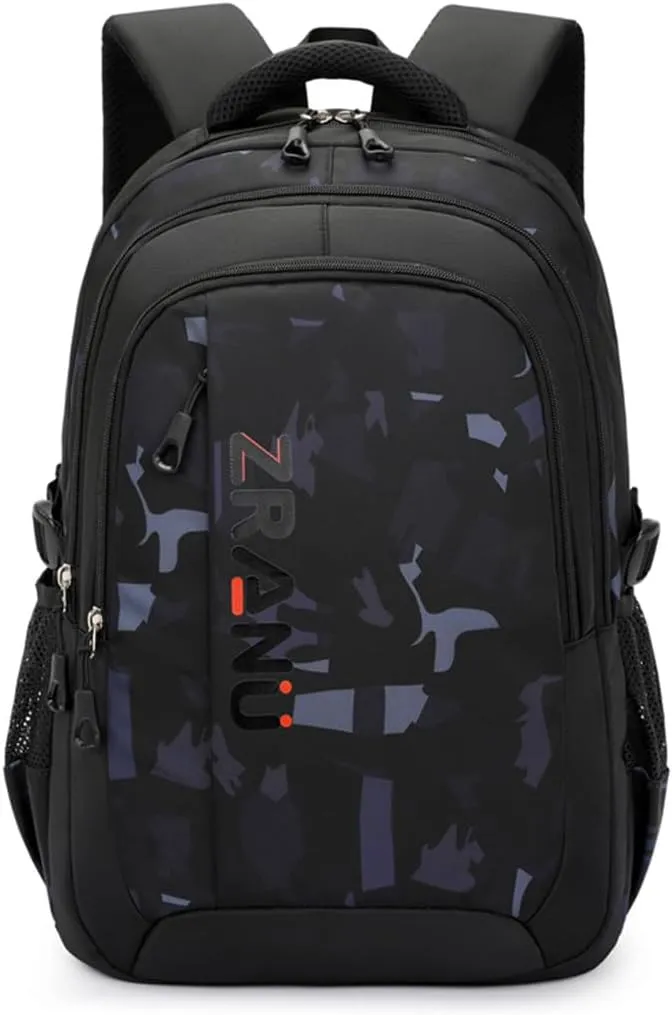 EKUIZAI Black camouflage print Backpack for Boys Middle School Geometric Printed Schoolbag