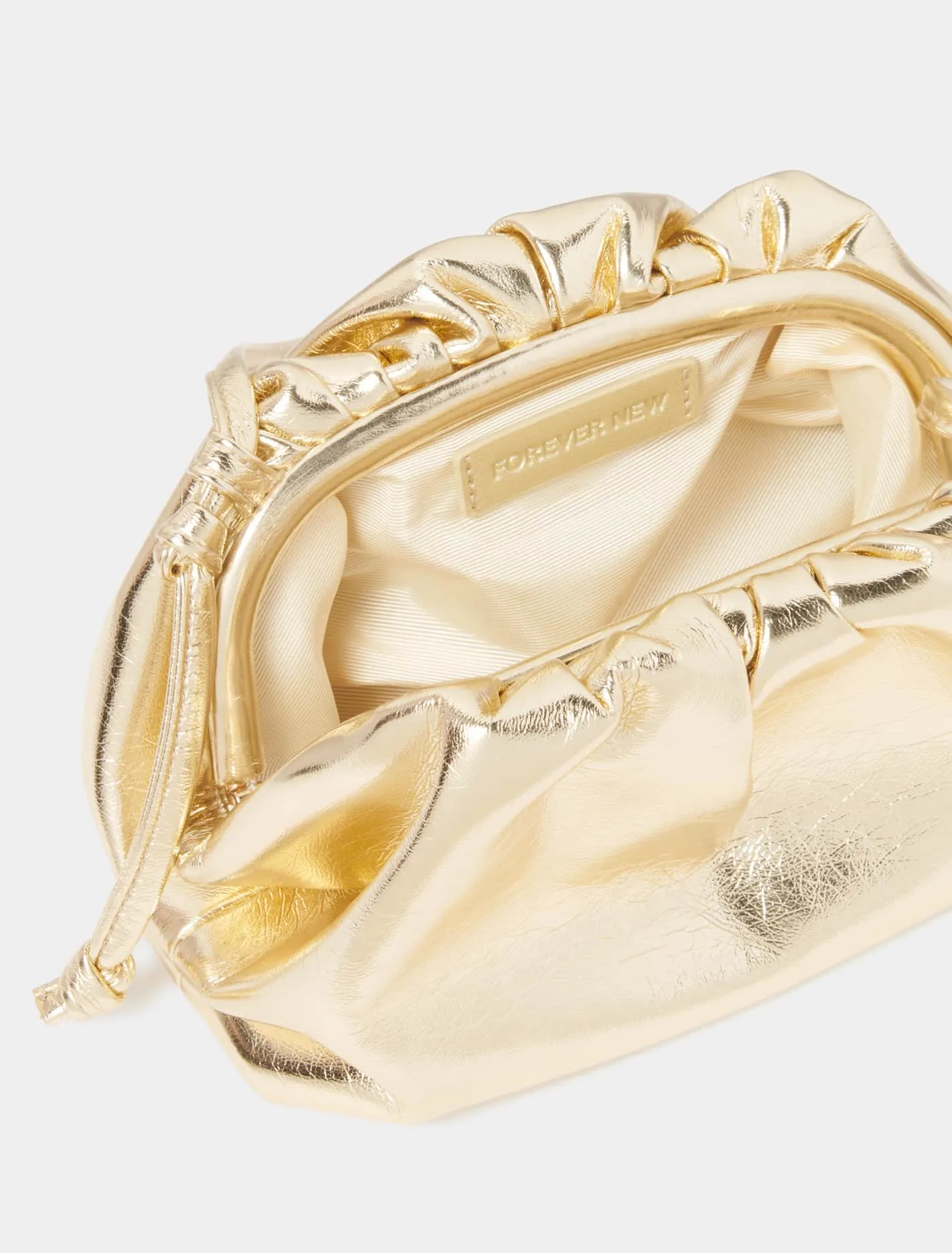 Ellie Metallic Ruched Clutch - Signature