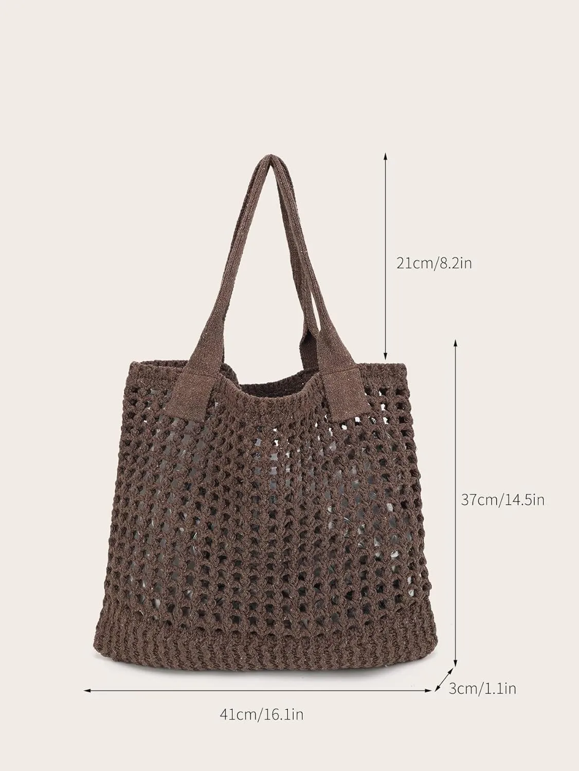ENBEI Women's Beach Tote Bag, Crochet Knit Hollow Design, Stylish Tote for Beach,Travel and Everyday Use Aesthetic Handbag