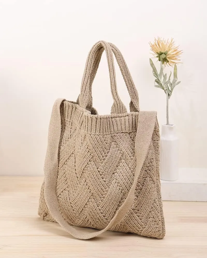 ENBEI Women's tote bags aesthetic Shoulder Handbags Hand crocheted Bags large Shoulder Shopping Bag large satchel cute Bag