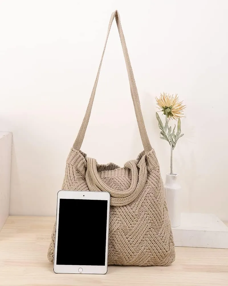 ENBEI Women's tote bags aesthetic Shoulder Handbags Hand crocheted Bags large Shoulder Shopping Bag large satchel cute Bag