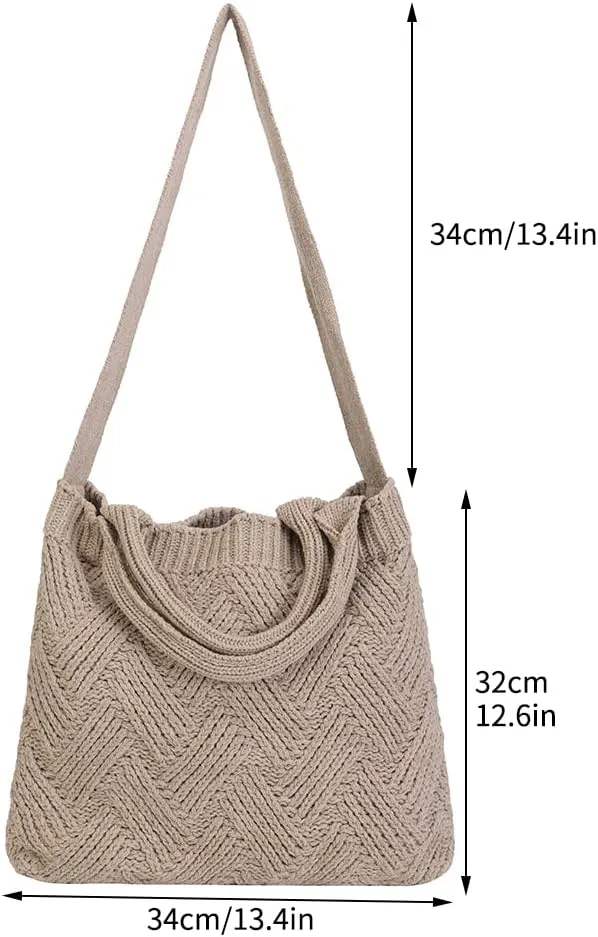 ENBEI Women's tote bags aesthetic Shoulder Handbags Hand crocheted Bags large Shoulder Shopping Bag large satchel cute Bag