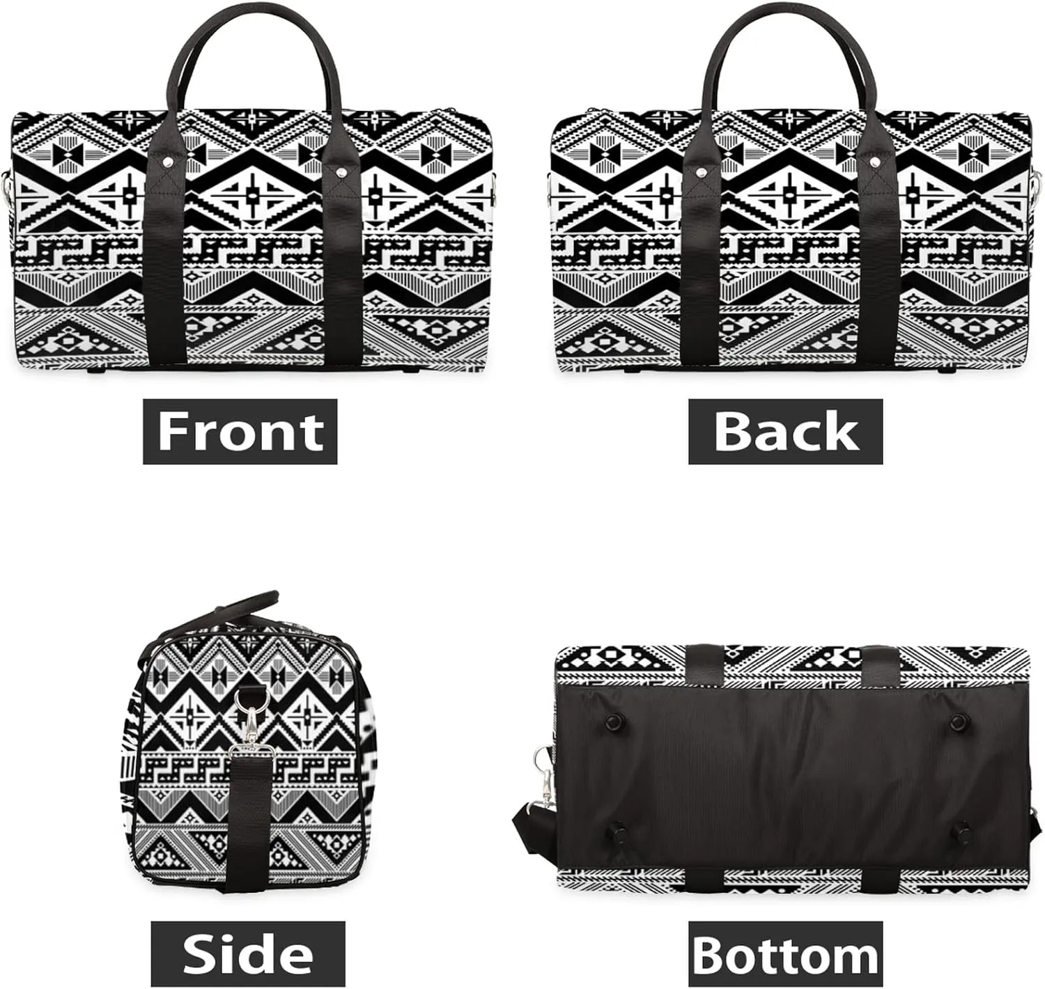Ethni Ethnic Aztec Geometric Sports Tote Gym Duffel Bag - Foldable Weekender Overnight Shoulder Carry On Luggage Handle Bag for Women Men