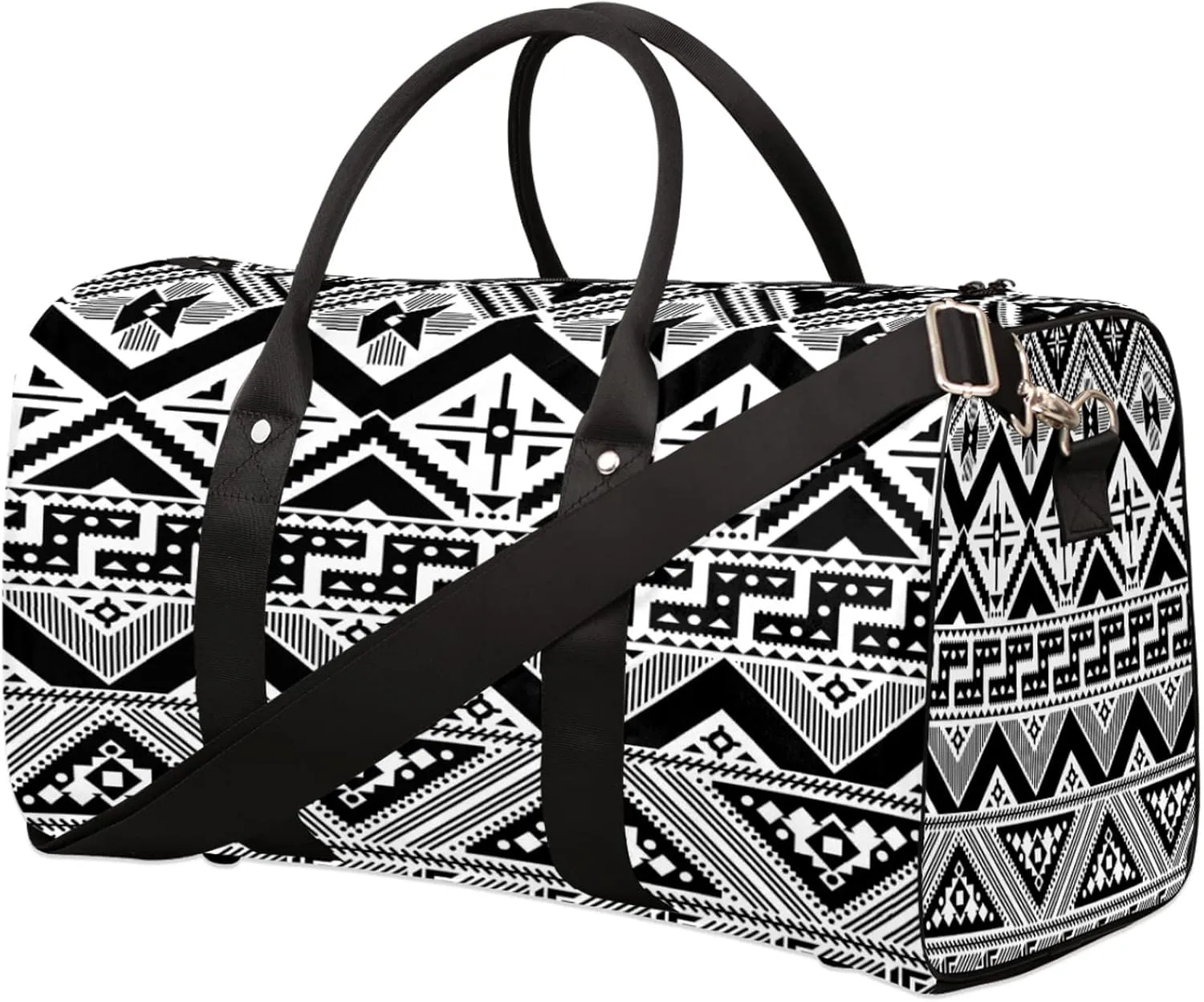 Ethni Ethnic Aztec Geometric Sports Tote Gym Duffel Bag - Foldable Weekender Overnight Shoulder Carry On Luggage Handle Bag for Women Men