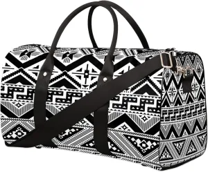 Ethni Ethnic Aztec Geometric Sports Tote Gym Duffel Bag - Foldable Weekender Overnight Shoulder Carry On Luggage Handle Bag for Women Men