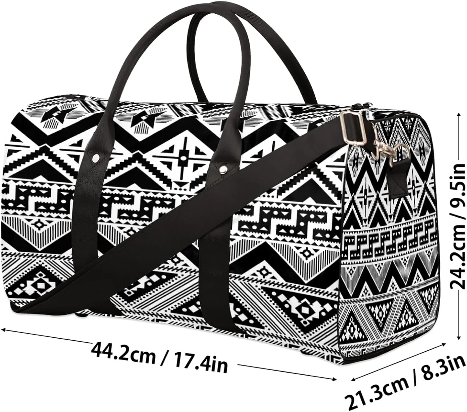 Ethni Ethnic Aztec Geometric Sports Tote Gym Duffel Bag - Foldable Weekender Overnight Shoulder Carry On Luggage Handle Bag for Women Men