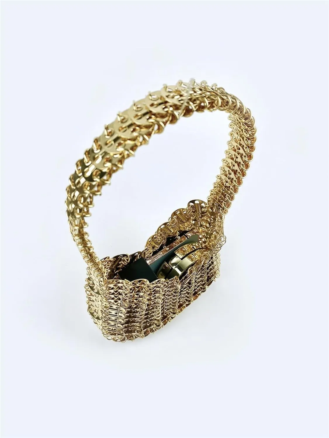 Fashion Korean Version Gold Aluminum Sheet Temperament Versatile Woven Handbag
