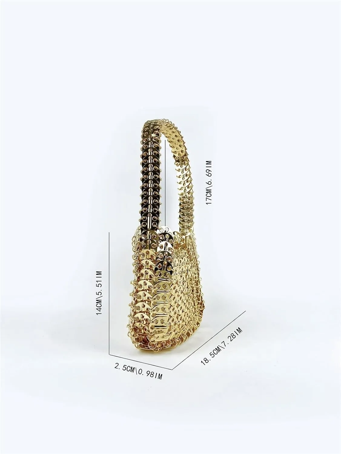 Fashion Korean Version Gold Aluminum Sheet Temperament Versatile Woven Handbag