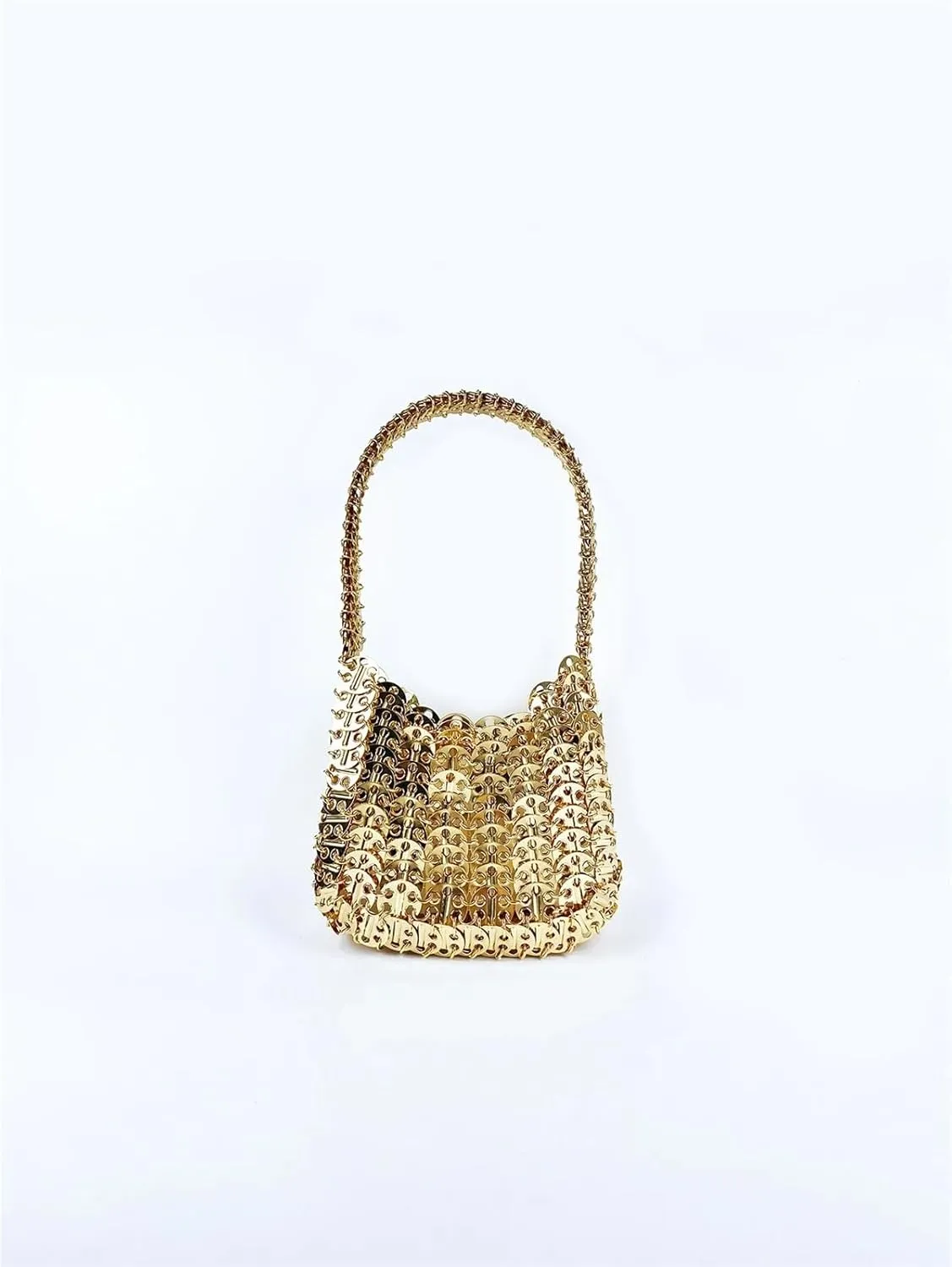 Fashion Korean Version Gold Aluminum Sheet Temperament Versatile Woven Handbag