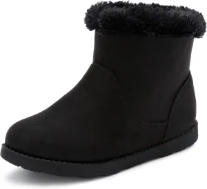 festooning Girls & Toddler' Faux Fur Shearling Style Boots, Girls Warm Winter Flat Non-Slip Zip Snow Boots for Indoor Outdoor(Toddler/Little Kid/Big Kid)
