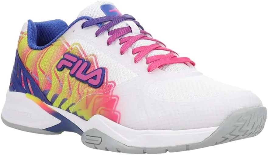 Fila Volley Zone Tie Dye Womens Pickleball Shoe Pink Glo/White/Metallic Silver