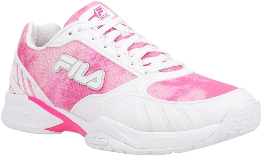 Fila Volley Zone Tie Dye Womens Pickleball Shoe Pink Glo/White/Metallic Silver