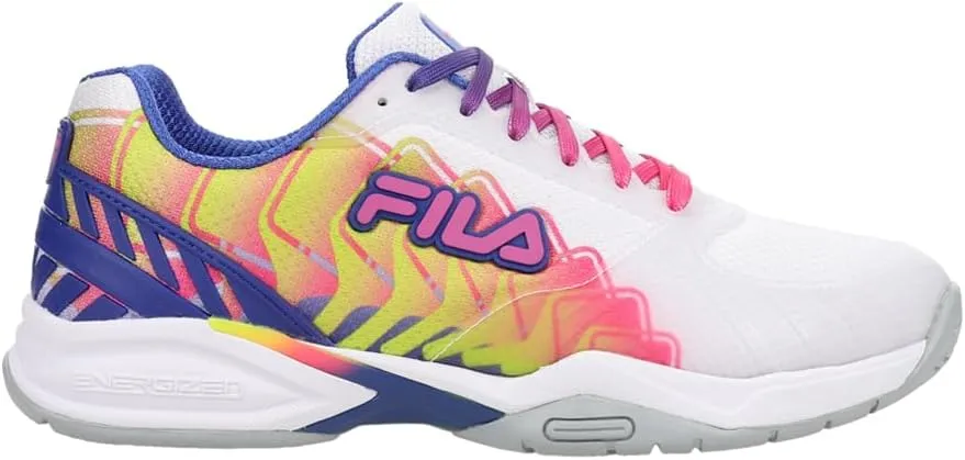 Fila Volley Zone Tie Dye Womens Pickleball Shoe Pink Glo/White/Metallic Silver