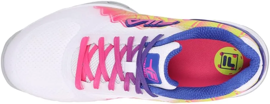 Fila Volley Zone Tie Dye Womens Pickleball Shoe Pink Glo/White/Metallic Silver