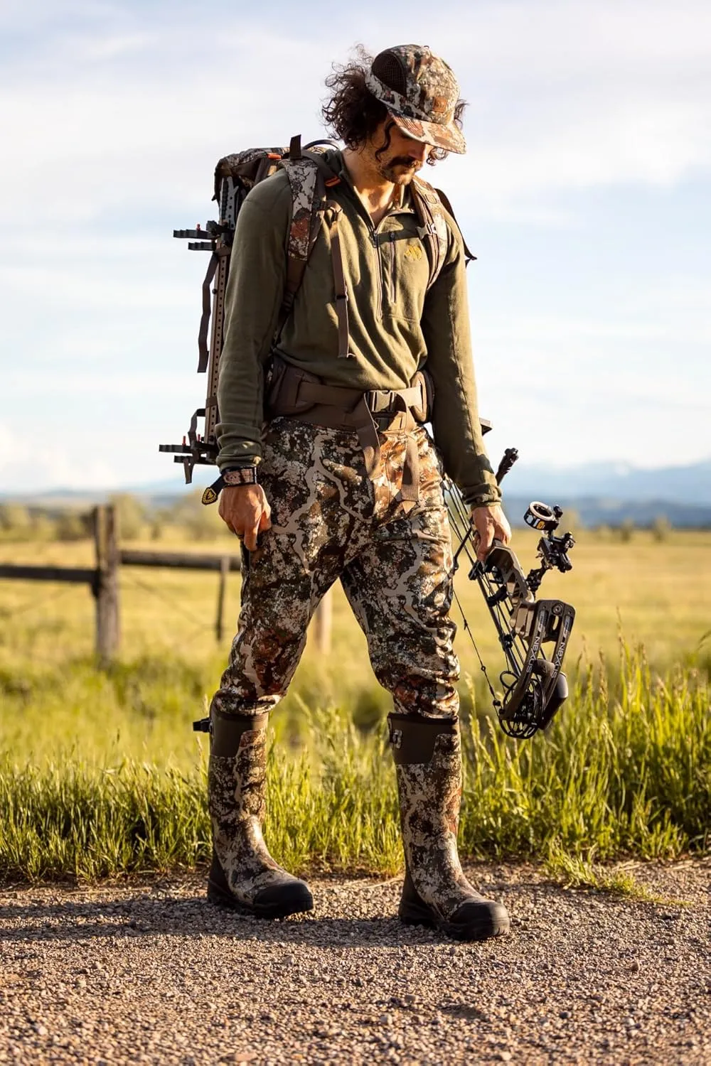 First Lite Men's Kiln Quarter-Zip - Merino Wool Midweight Camo Hunting Base Layer