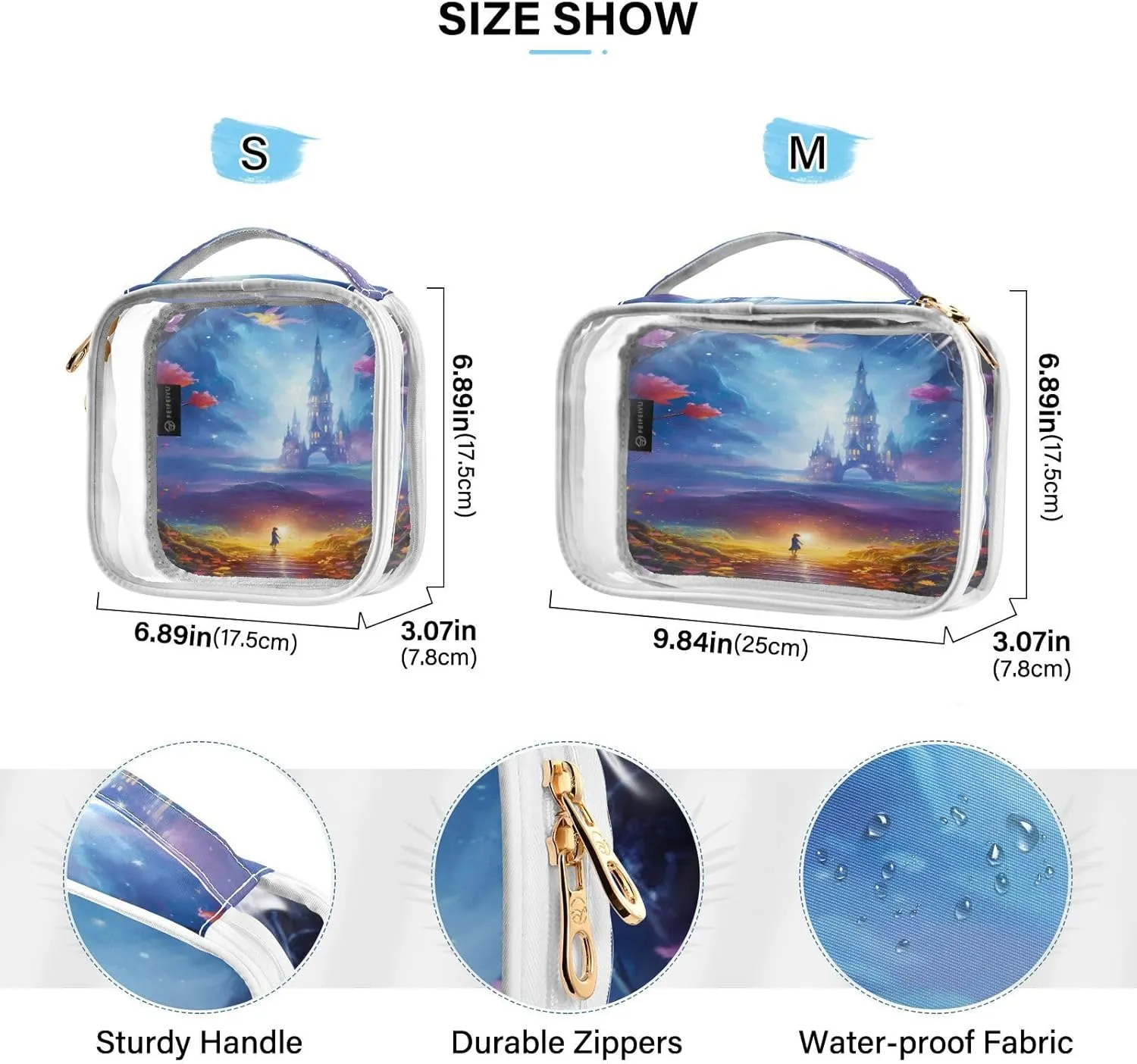 GAIGEO Fantasy World Flower Sea Tsa Approved Toiletry Bag Waterproof, Light Toiletry Bag for Travel, Clear Toiletry Bag for Men, 2 Pack