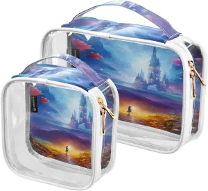 GAIGEO Fantasy World Flower Sea Tsa Approved Toiletry Bag Waterproof, Light Toiletry Bag for Travel, Clear Toiletry Bag for Men, 2 Pack