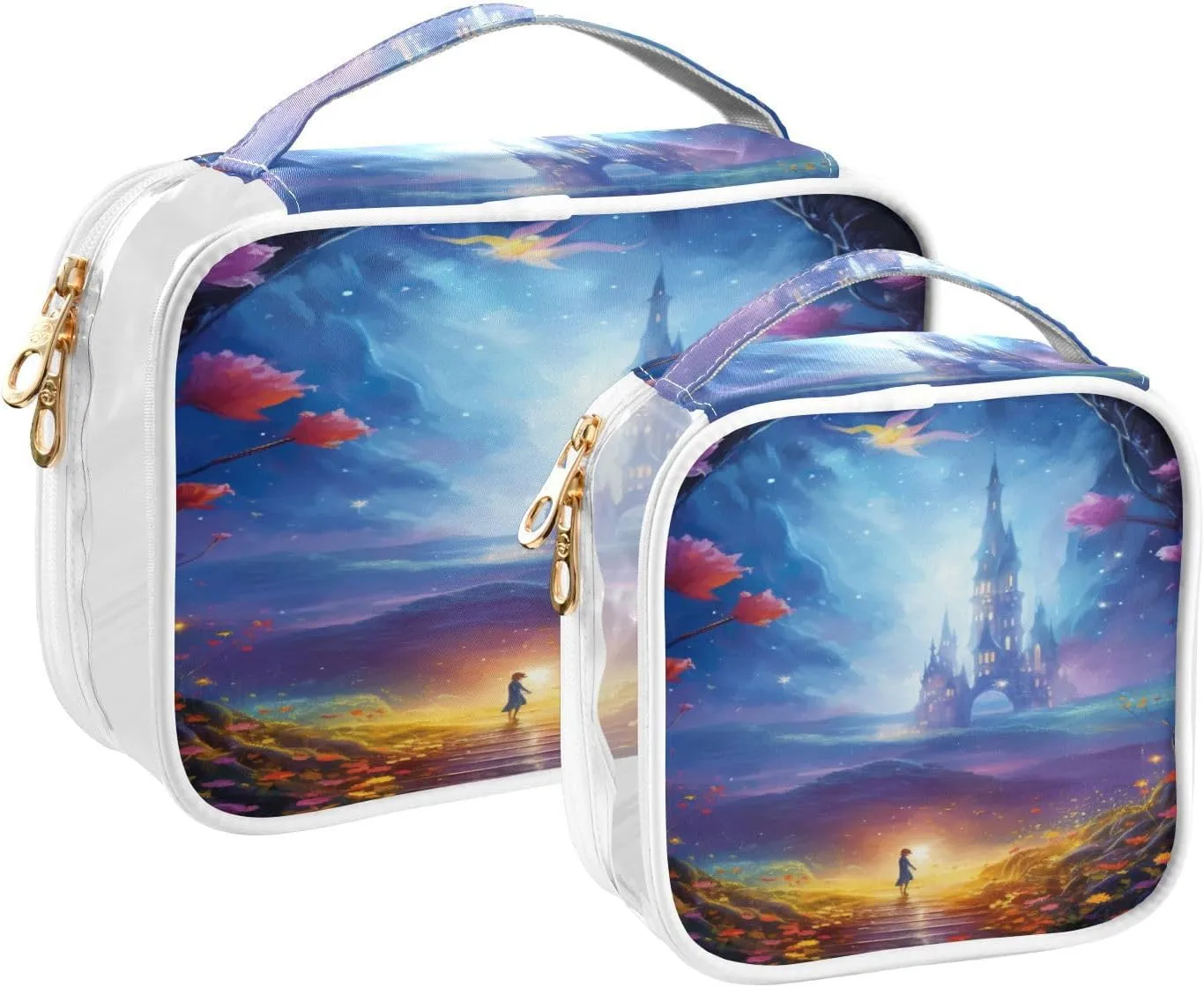 GAIGEO Fantasy World Flower Sea Tsa Approved Toiletry Bag Waterproof, Light Toiletry Bag for Travel, Clear Toiletry Bag for Men, 2 Pack