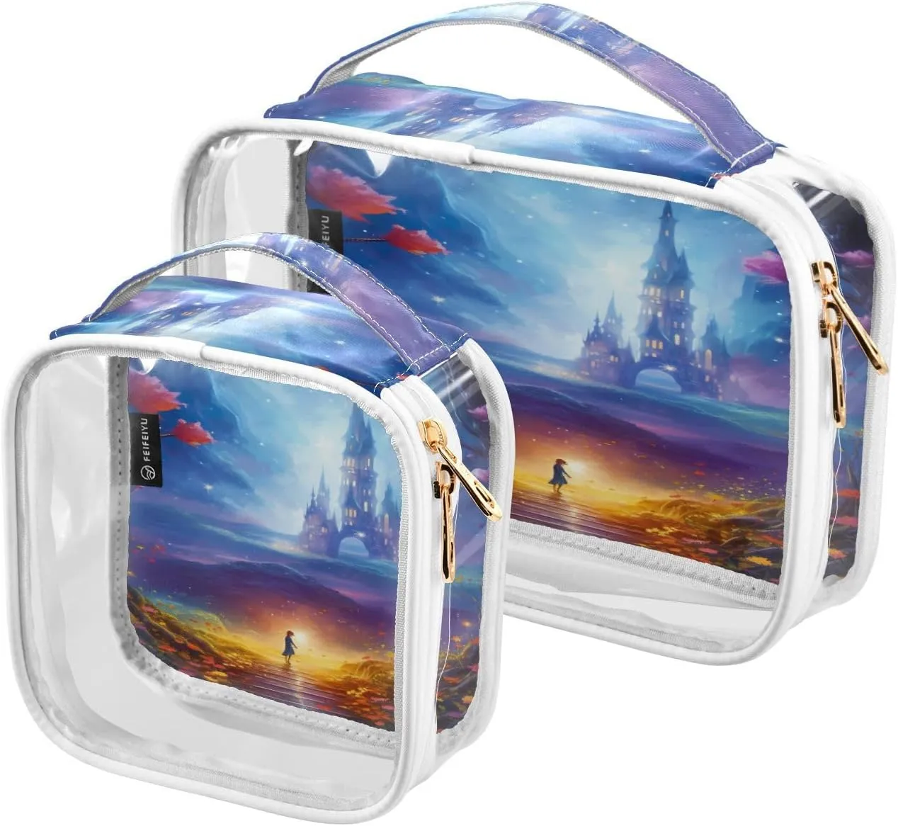 GAIGEO Fantasy World Flower Sea Tsa Approved Toiletry Bag Waterproof, Light Toiletry Bag for Travel, Clear Toiletry Bag for Men, 2 Pack