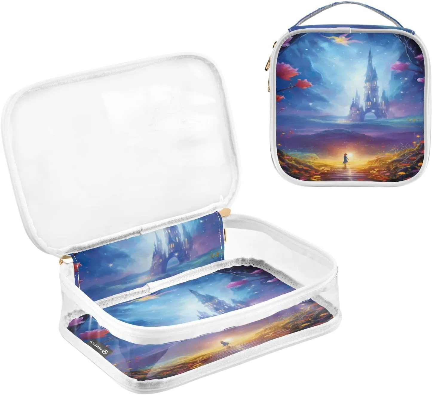 GAIGEO Fantasy World Flower Sea Tsa Approved Toiletry Bag Waterproof, Light Toiletry Bag for Travel, Clear Toiletry Bag for Men, 2 Pack