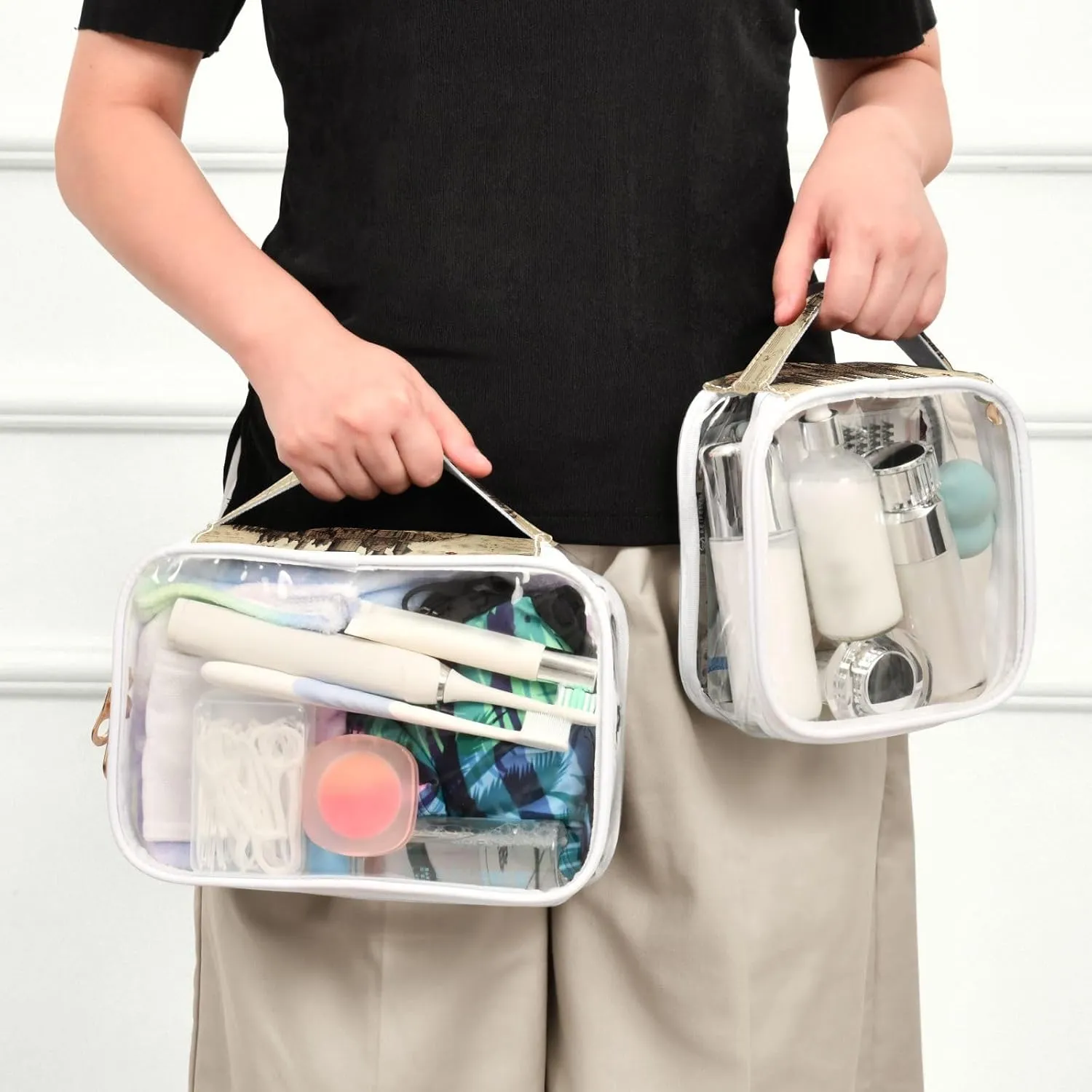 GAIGEO Masterful Castle Map Clear Makeup Bag Set, Makeup Travel Bag Clear, Men Toiletry Bag Clear, 2 Pack